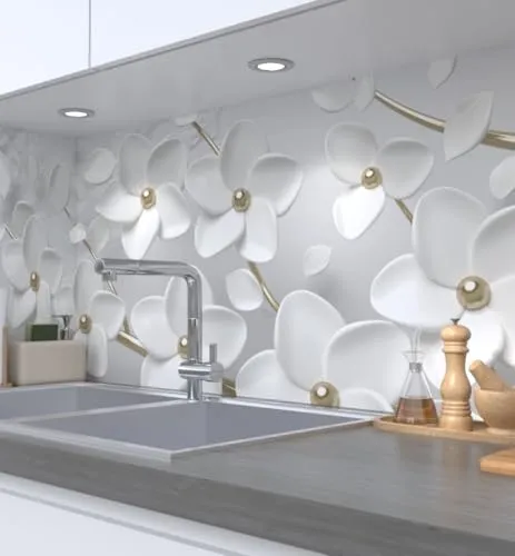 MyMaxxi selbstklebende Küchenrückwand - Matte Spritzschutzfolie mit Motiv Blütenbaum, 220 x 60 cm - Hochwertige, matte Küchenrückwand aus robuster PET-Folie. Pflegeleicht, kratzfest und einfach zu montieren – ideal als Spritzschutz hinter Herd und Spüle. Verleiht Ihrer Küche schnell ein neues Design!