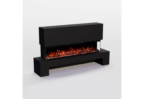 GLOW FIRE Elektrokamin Cobalt mit Holzfach, Standkamin mit 3D Feuer und Heizung (Thermostat), Elektrischer Kamin mit APP Steuerung, Heizleistung (900- 1800 W)