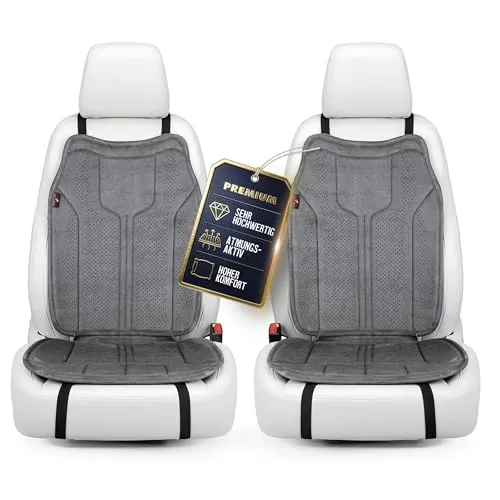 Walser Premium Sitzauflage Auto Nubo, 2 Sitzschoner Auto anthrazit, hochwertige Autositzauflage 2 Stück, Sitzbezug PKW Vordersitze im Alcantara-Look, Schonbezug Autositz, Autositzauflage Vordersitz