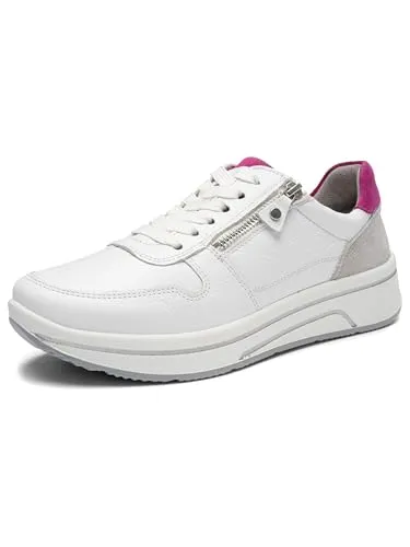ara Damen Sapporo Sneaker - Weiß/Pink, 37 EU Weit - Damen-Sneaker mit Wechselfußbett und High Soft Bamboo für optimalen Tragekomfort und Unterstützung.