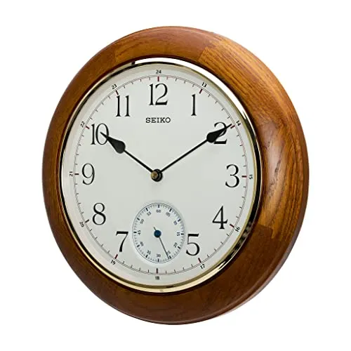 Seiko Wanduhr QXA432B - Elegante Holz-Wanduhr mit analoger Anzeige, 30 cm hoch und im stilvollen Creme-Look – ein zeitloses Wohnaccessoire für jeden Raum.