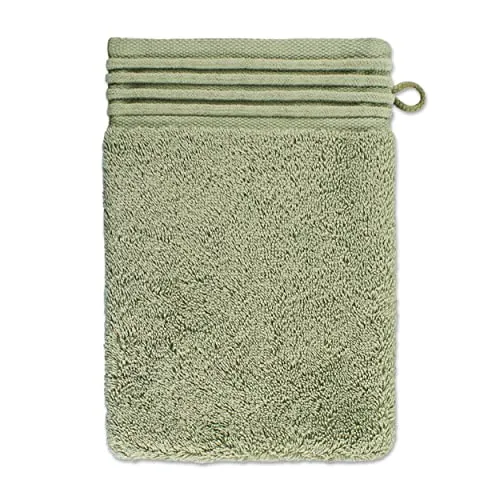 Möve Loft Uni mit Chenillebiesen Waschhandschuh 20 x 15 cm aus 100% Baumwolle (Spinair), Moss