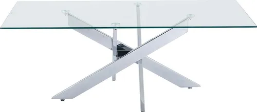 Vente-unique Couchtisch Cosima - Sicherheitsglas & Verchromtes Metall - Beistelltisch fürs Wohnzimmer mit elegantem Sicherheitsglas und verchromtem Metallgestell für eine glänzende Oberfläche. Ideal für stilvolle Wohnräume.