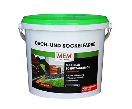 MEM Dachfarbe 5 kg ziegelrot - Dach- und Sockelfarbe in ziegelrot, wetterfest und langlebig – ideal für den Schutz und die Verschönerung Ihres Daches.