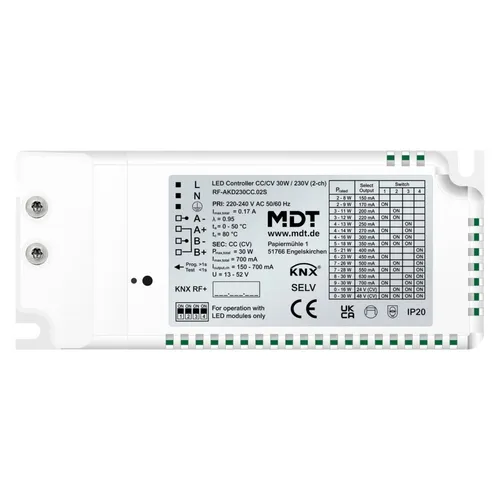 MDT technologies KNX RF+ LED Controller RF-AKD230CC.02S - Hochwertiger KNX Dimmaktor für LED-Beleuchtung, einfache Einbauinstallation, ideal zur individuellen Lichtsteuerung in modernen Smart Homes.