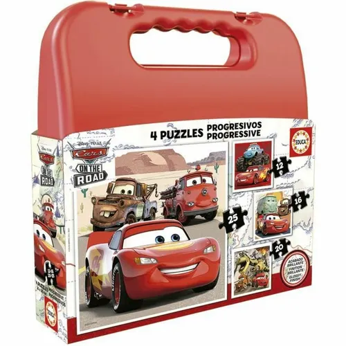 Educa - Cars Suitcase - 4er-Set progressive Kinderpuzzles - Entdecken Sie das 4er-Set mit 12 bis 25 Teilen, ideal für Kinder ab 3 Jahren. Inklusive praktischem Koffer zur Aufbewahrung. Fördert spielerisch Feinmotorik und Kreativität.
