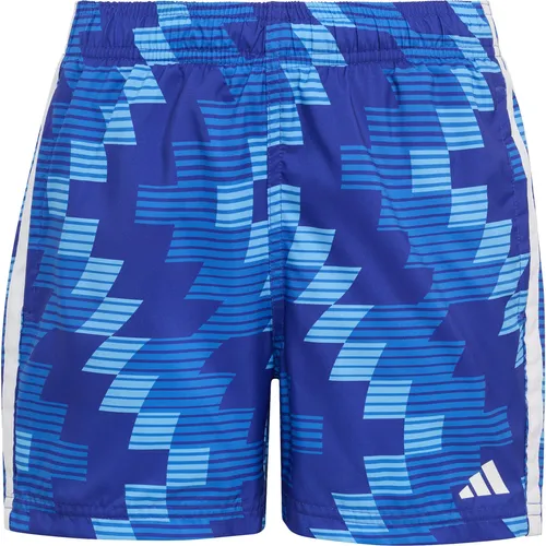 adidas FB AOP SH 5IN Y Badehose Jungen in lucblu-white, Größe 164 - Schnelltrocknende Badeshorts mit stylischem Allover-Print. Ideal für den Strand oder Pool, mit elastischem Bund und praktischen Seitentaschen.