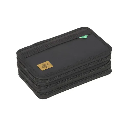 LÄSSIG Federmäppchen befüllt 20-teilig - School Triple Pencil Case Unique black, nachhaltig aus recyceltem Polyester und individuell gestaltbar
