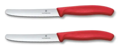 Victorinox Swiss Classic Frühstücksmesser Set 2-teilig, 11 cm, Rot - Vielseitiges Frühstücksmesser-Set für perfekte Schnitte von Brötchen, Croissants und mehr. Ergonomischer Griff für mühelosen Halt und Kontrolle. Hochwertige Verarbeitung für den täglichen Einsatz in der Küche.