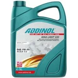 Addinol 0W-30 Giga Light Motorenöl 5 Liter - Vollsynthetisches Motoröl für Kraftfahrzeuge, optimiert für hohen Schutz und Effizienz, ACEA C3 zertifiziert, ideal für moderne Motoren