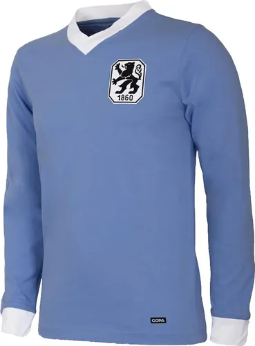 COPA Football Retro Fußballtrikot Herren - TSV 1860 München 1965/66 - Blau - Langarm - Größe S - Feiere die glorreiche Geschichte des TSV 1860 München mit diesem stilvollen Retro-Trikot. Ideal für Fans und Sammler, bietet es ein nostalgisches Design und hochwertige Verarbeitung für den perfekten Auftritt.