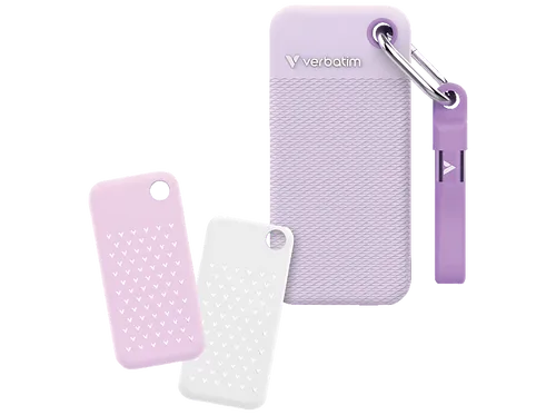 Verbatim Pocket SSD USB 3.2 Gen 2 - 2TB Lila - Ultraleichte 2TB Pocket SSD für schnelle Datenübertragungen mit bis zu 10 Gbit/s. Inklusive zwei schützenden Gummihüllen und praktischen Zubehör für Ordnung beim Reisen.