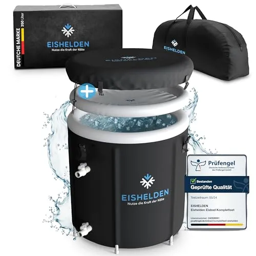Eishelden Premium Eisbad XL Komplettset - Regenerative Kryotherapie für Sportler - Pools, Gartensaunas & Badewannen - Erlebe die Kraft der Kälte mit 5 dicken Isolierschichten für optimale Regeneration und Entspannung zu Hause.
