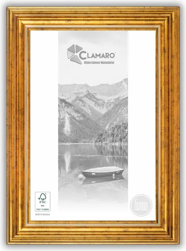 Bilderrahmen Antik Massivholz 'GENUA' Shabby Chic Vintage Barock | Gold | CLAMARO - Eleganter Clamaro Bilderrahmen GENUA aus Massivholz mit Hochtransparentem Kunstglas. Ideal zur Präsentation Ihrer Lieblingsbilder und zur stilvollen Raumgestaltung. Robust und vielseitig einsetzbar für verschiedene Formate.