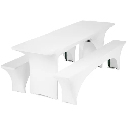 Gräfenstayn Hussen-Set Biertischhussen 3 tlg - Hussen für Bierzeltgarnituren in Weiß, aus 100% Polyester, ideal für festliche Anlässe und schützt Ihre Möbel.