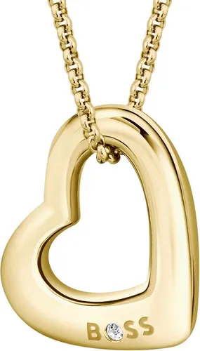 BOSS Kette mit Anhänger HONEY BOUNDLESS, Herz - Elegante Kette aus Edelstahl mit abnehmbarem Herz-Anhänger, verziert mit Preciosa Crystal in Weiß. Perfekt als Geschenk für besondere Anlässe wie Geburtstage und Valentinstag.