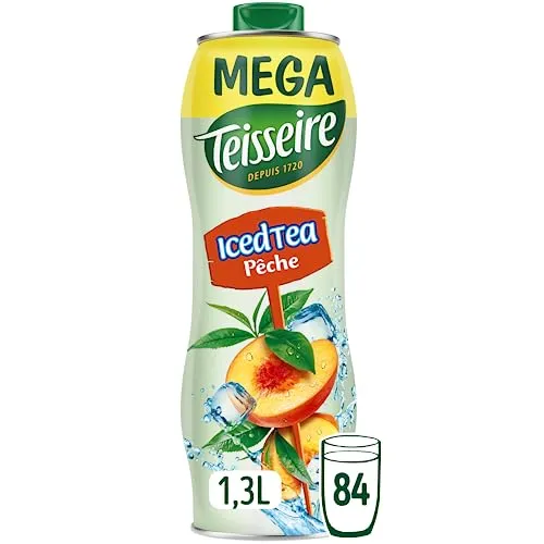 Teisseire Sirup Geschmack Eistee Pfirsich für Erfrischungsgetränke, Cocktails, Flasche 1,3 l