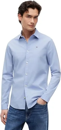 Tommy Jeans Herren Hemd TJM Original Langarm, Blau (Lavender Lustre) - M - Herrenhemden: Zeitloses Slim Fit Hemd aus 70% Bio-Baumwolle für optimalen Tragekomfort, ideal für Büro oder Freizeit.