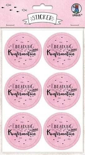 BASTELMATERIAL DEKO-STICKER EINLADUNG KONFIRMATION ROSA BASTELN