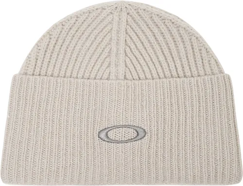 OAKLEY ELLIPSE RIBBED Mütze 2026 mist/cement - Mütze aus dickem Strickstoffmix, ideal für arktische Bedingungen, mit klassischem Umschlag und stylischen Rippbündchen – perfekt für den Winter.