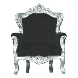 Casa Padrino Barock Sessel King Schwarz/Silber Antik Stil - Eleganter Barock Sessel im antiken Stil, ideal für stilvolle Einrichtung. Hochwertige Verarbeitung und ansprechendes Design für ein luxuriöses Ambiente.