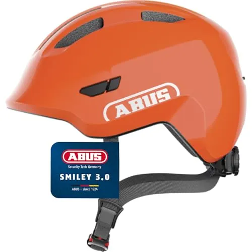 ABUS Kinderhelm Smiley 3.0 - Sicherer Fahrradhelm für Kinder - Fahrradhelm mit tiefer Passform und Platz für einen Zopf, ideal für Mädchen und Jungs. Bietet optimalen Schutz und Sichtbarkeit im Straßenverkehr.