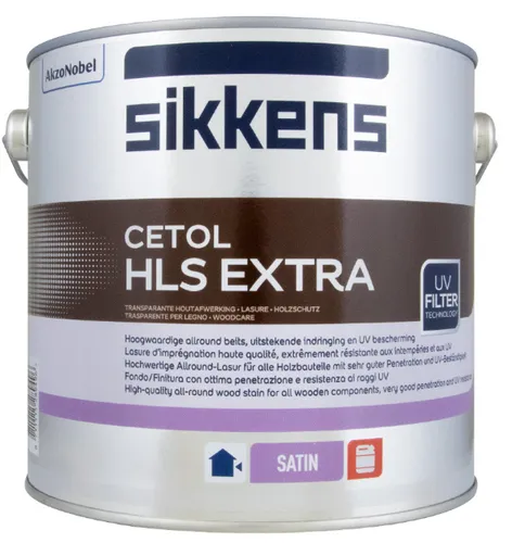 Sikkens Cetol Hls Extra 5,000 L - Hochwertige Dünnschichtlasur auf Alkydharzbasis, ideal für nicht maßhaltige Bauteile. Bietet hervorragenden UV-Schutz und reguliert die Feuchtigkeit optimal.