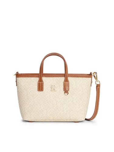 Tommy Hilfiger TH MONOPLAY MINI TOTE LE - Stylische Damen Tragetasche mit TH-Allover-Druck, hochwertiges Material und abnehmbarer, verstellbarer Schulterriemen für individuellen Tragekomfort.