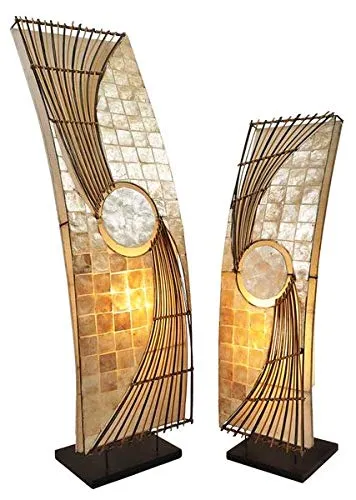 Woru Lampe QUENTO - Stilvolle Deko-Leuchte für jedes Zuhause - Elegante Stehlampe in 3 Höhen (50 cm, 70 cm, 90 cm) für Wohnzimmer, Schlafzimmer und mehr. Schafft eine behagliche Atmosphäre mit warmem Licht. Verziert mit natürlichen Materialien und ausgestattet mit einem 2 Meter langen Kabel.