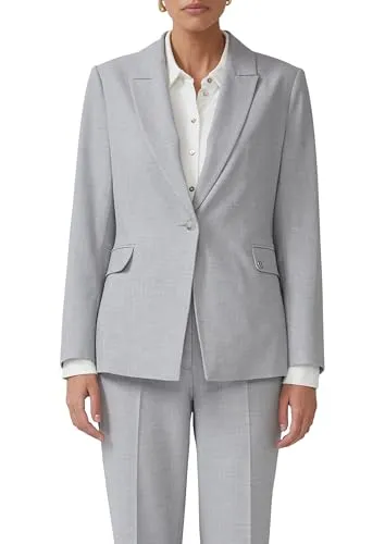 s.Oliver BLACK LABEL Blusenblazer grau 40 - Eleganter Blusenblazer in Grau, ideal für Business-Mode, aus hochwertigem Material für optimalen Tragekomfort und eine perfekte Passform.