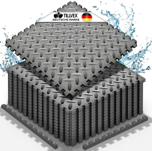 tillvex® Pool Bodenschutzmatte 24 Stück | Wärmespeichernde Unterlage für Pools - Bodenfolien für Pools: Schützen Sie Ihren Pool mit dieser rutschfesten Matte aus 100% EVA-Schaumstoff, die Wärme speichert und Sicherheit bietet.