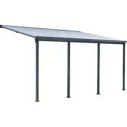Terrassendach Aluminium transparentes Dach | XXL anthrazit 435x300 cm - Pavillons: Anbau-Terrassenüberdachung aus UV-beständigem Kunststoff mit variabel einstellbarem Dachgefälle - ideal für jeden Garten!