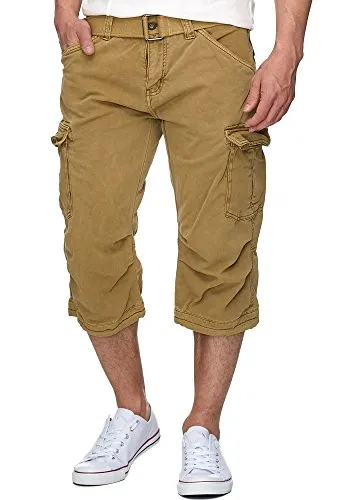 Indicode Cargoshorts Herren Nicolas Check - Robuste Cargo Shorts in Gelb XL - Hochwertige Herrenshorts aus einer strapazierfähigen Materialmischung. Ideal für entspannte Freizeitaktivitäten, mit praktischen Cargotaschen und elastischem Tragekomfort.