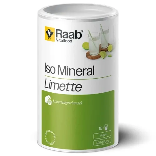 Raab Vitalfood® Iso Mineral Limette Pulver (600 g) - Isotonisches Getränk mit Elektrolyten - Multivitaminpräparate & Mineralien - Unterstützt die Ausdauerleistung und das Elektrolytgleichgewicht während oder nach dem Sport. Erfrischender Limettengeschmack!