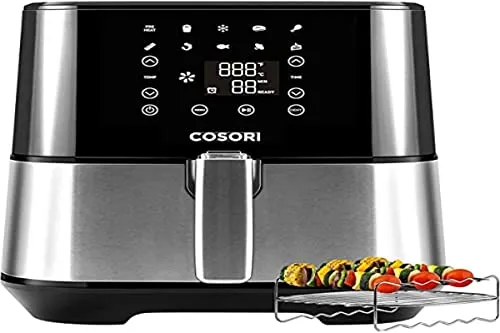 COSORI Luftfritteuse 5,5 l - Energiesparend mit 9 Funktionen - Heißluftfritteusen mit 9 voreingestellten Programmen und Grillzubehör für gesunde und knusprige Gerichte. Ideal für bis zu 5 Personen, spart Zeit und bis zu 55 % Strom!
