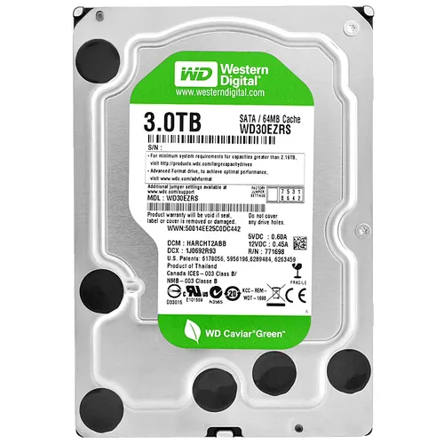 Western Digital 3TB SATA II WD30EZRS Green - Festplatte mit 3 TB Speicher, niedriger Geräuschpegel und energiesparend, ideal für Desktop-PCs.