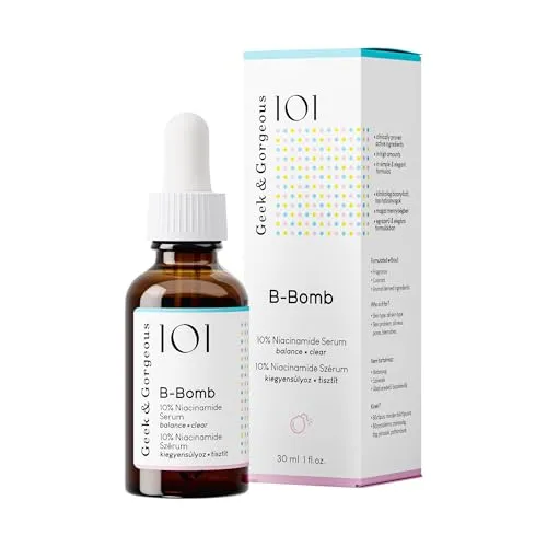 Geek & Gorgeous B-Bomb – Hochdosiertes 10% Niacinamid-Serum – Verfeinert Poren, reduziert Unreinheiten & reguliert Talgproduktion – Ideal für Mischhaut & fettige Haut – 30 ml