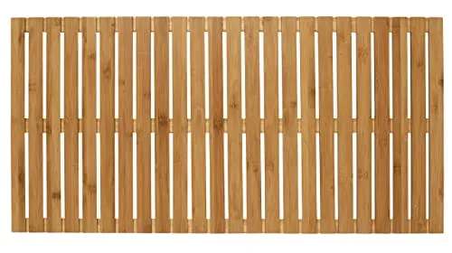 WENKO Baderost Indoor & Outdoor Bambus 100 x 50 cm - Badewannenmatte aus hochwertigem, rutschfestem Bambus, ideal für Badezimmer und Außenbereiche. Pflegeleicht und mit modernem Design für ein sicheres Laufgefühl.