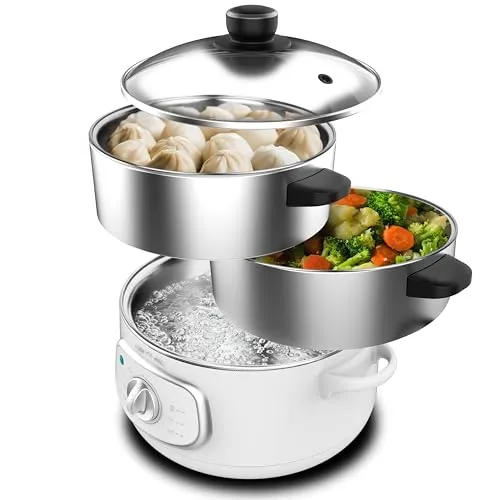 CECOTEC Vapovita SteelPot 1300W Dampfgarer mit 3 Behältern - Erleben Sie müheloses Dampfgaren mit dem CECOTEC Vapovita SteelPot: 1300W Leistung, 10L Fassungsvermögen und 3 große Edelstahlbehälter für gleichzeitige Zubereitung. Ideal für gesunde, schmackhafte Mahlzeiten!