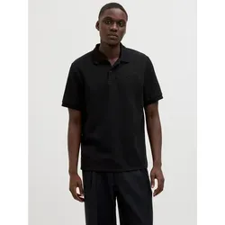 Jack & Jones Austin Kurzarm-Poloshirt Schwarz S - Herren Poloshirt aus leichtem, dehnbarem Jersey für hohen Tragekomfort. Sportlich-lässiger Look mit klassischer Knopfleiste, ideal für Freizeit und Alltag.