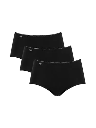 Sloggi Damen Unterhose 24/7 Cotton Midi , Baumwolle, 3-Pack, 40, Schwarz
