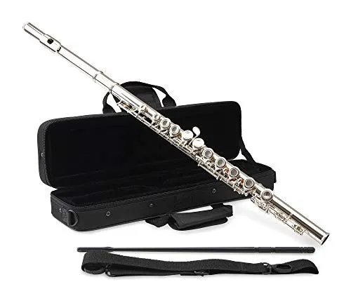 Classic Cantabile FL-100 Querflöte aus Neusilber - Holzblasinstrument, ideales Einsteigerinstrument mit geschlossenen Klappen und warmer Klangqualität, inklusive Etui und Zubehör für den perfekten Start.