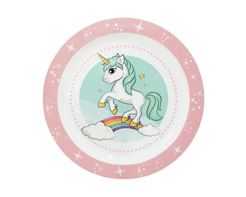 Unicorn Academy Brotteller Rainbow Kinder Teller Mikrowellengeeignet für zu Hause