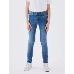 NAME IT Girl Jeans Skinny Fit - Mädchen-Jeanshosen, modische Skinny Fit mit leichtem Used-Look, bequem durch elastisches Material für optimale Bewegungsfreiheit.