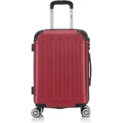 Flexot Trolley F-2045 Kofferset - Robuster Reisekoffer mit 4x 360° Rollen und Zahlenschloss, ideal für sicheres und komfortables Reisen. Perfekt als Handgepäck mit modernem Design in Rubin Rot.