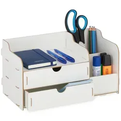Relaxdays Schreibtisch Organizer mit Schubladen Weiß