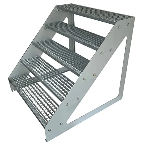 Kaminbau Mierzwa Außentreppe Premium Treppe Verzinkt Freistehend für Geschosshöhen bis 95 cm - Wetterfeste und rostfreie Stahltreppe mit rutschfesten Gitterroststufen. Ideal für Garten, Terrasse oder Balkon. Einfache Montage und vielseitig einsetzbar!