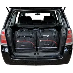 KJUST Taschen Kofferraum Set für OPEL ZAFIRA B - Fahrzeugspezifisches Kofferraum Set mit 5 Taschen, inklusive 3 Rollen-Reisetaschen und 2 Sporttaschen, aus strapazierfähigem Cordura für optimale Ordnung im Auto.