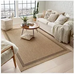 Wetterfester Outdoor & Indoor Teppich Borneo 120x170 cm - Teppich für Wohnzimmer, Balkon und Terrasse in Sisal-Jute-Optik, hygienisch und allergikerfreundlich dank Polypropylen, ideal für Fußbodenheizung und Staubsaugerroboter.