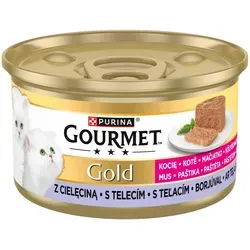Purina Gourmet Gold Kitten Mousse mit Kalbfleisch 85g - Leckeres Mousse für Kätzchen mit feinem Kalbfleisch, ideal für eine ausgewogene Ernährung und eine geschmackvolle Mahlzeit.